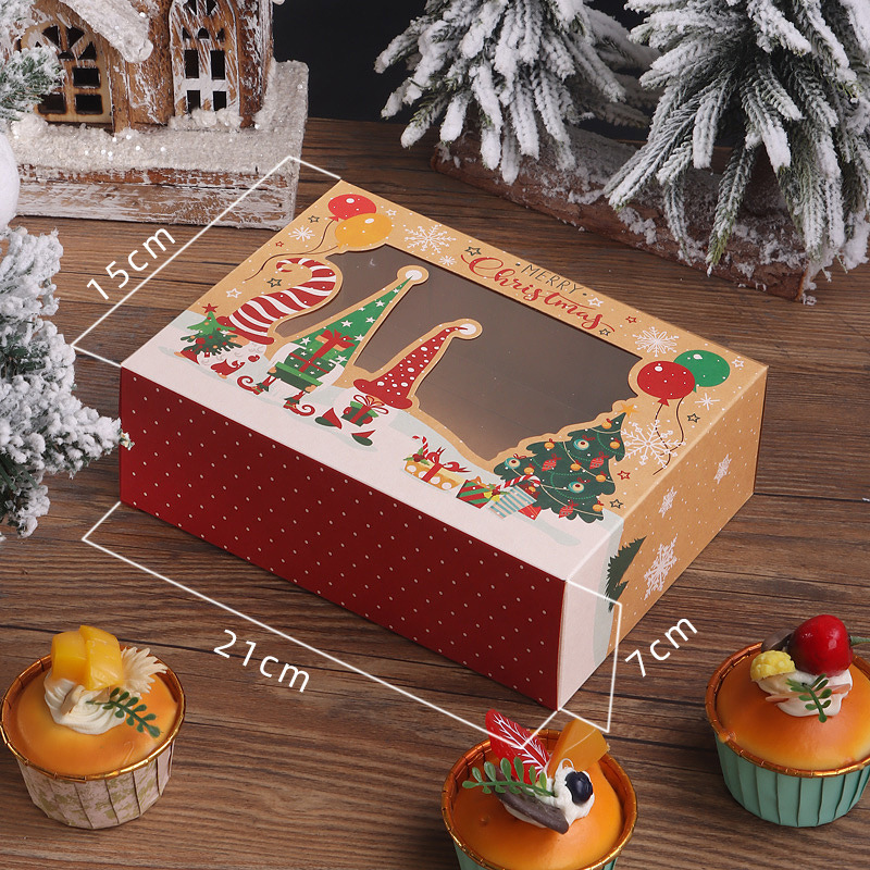 Christmas Cookie Boxes Bakery Gift Boxes with Window Kraft Cupcake Boxes Food Packaging Containers