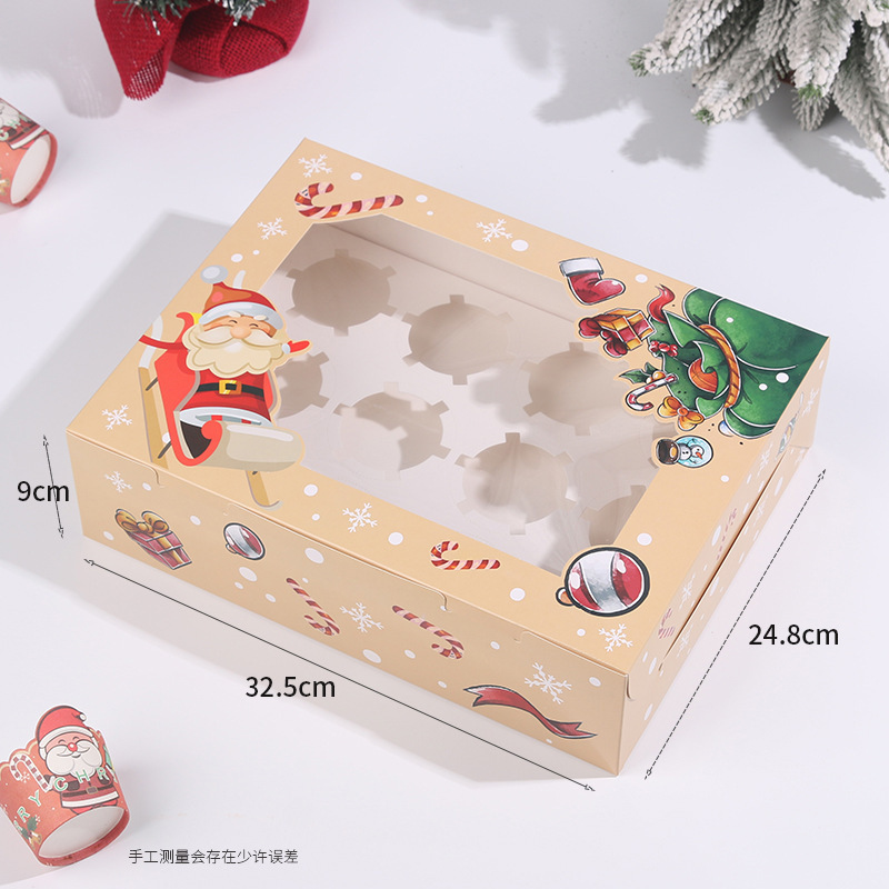 Christmas Cupcake Boxes Cupcake Containers Bakery Boxes with Window and Inserts to Fit Cupcake