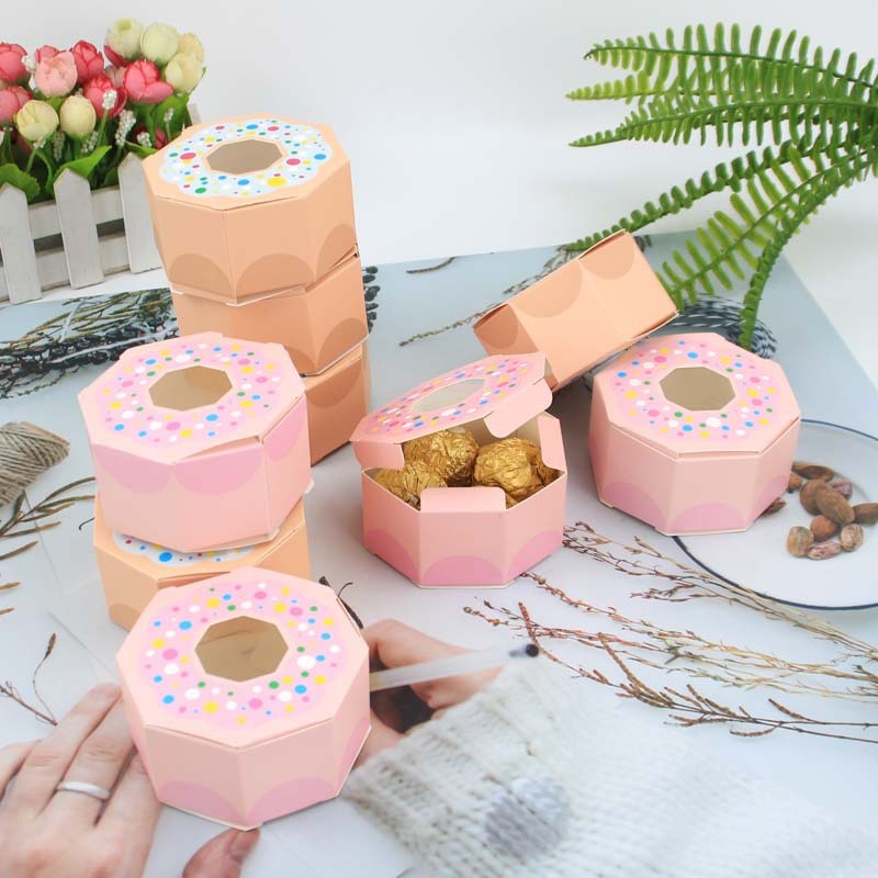 Multicolor Donut Mini Paper Favor Boxes Small Candy Treat Boxes