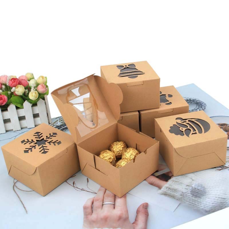 Kraft Christmas Boxes with Lids for Gifts Xmas Gift Wrap Boxes Bulk Set for Holiday Present Wrapping