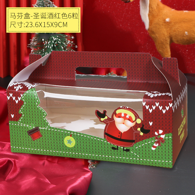 Christmas Cupcake Boxes Christmas Cookie Boxes with Window Insert Handle for Christmas Party