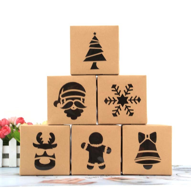 Kraft Christmas Boxes with Lids for Gifts Xmas Gift Wrap Boxes Bulk Set for Holiday Present Wrapping