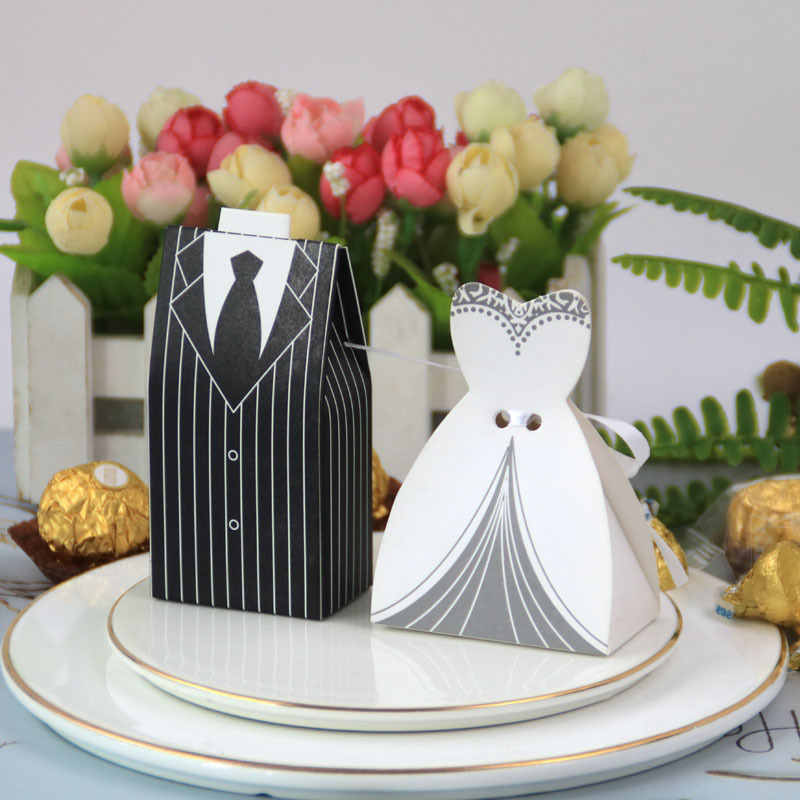 Candy Box Bride Sugar Box Cardboard Groom Dress Suit Candy Container Candy Bottles