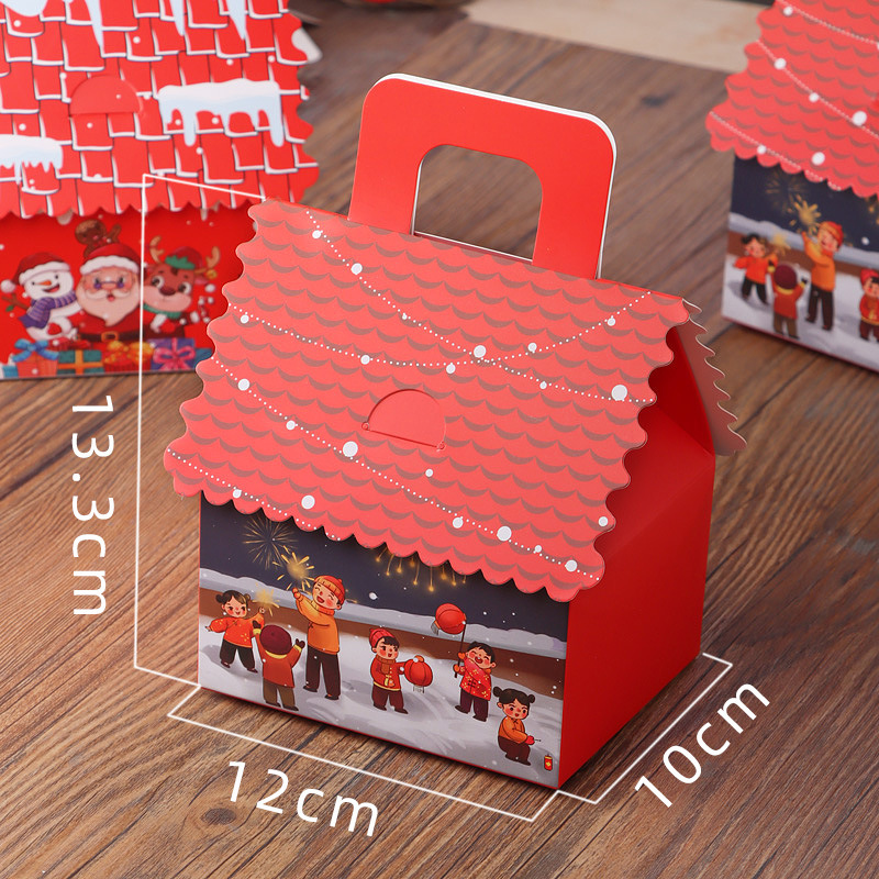 Christmas Treat Boxes Gingerbread House Cardboard Cookie Goody Gable Candy Bags