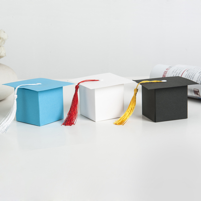 Graduation Sweet Boxes Doctoral Cap Shaped Gift Box with Tassel for Ceremony Party