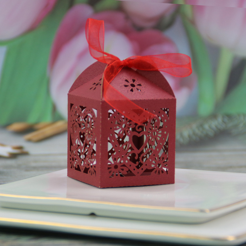 Love Heart Laser Cut Wedding Party Favor Box Candy Bag Chocolate Gift Boxes