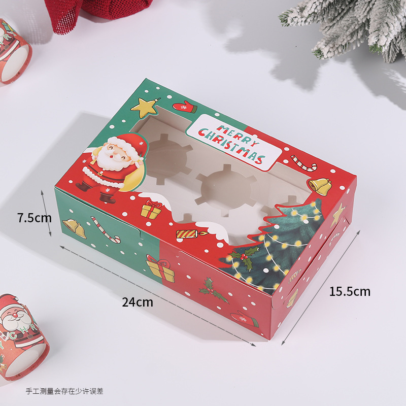 Christmas Cupcake Boxes Cupcake Containers Bakery Boxes with Window and Inserts to Fit Cupcake