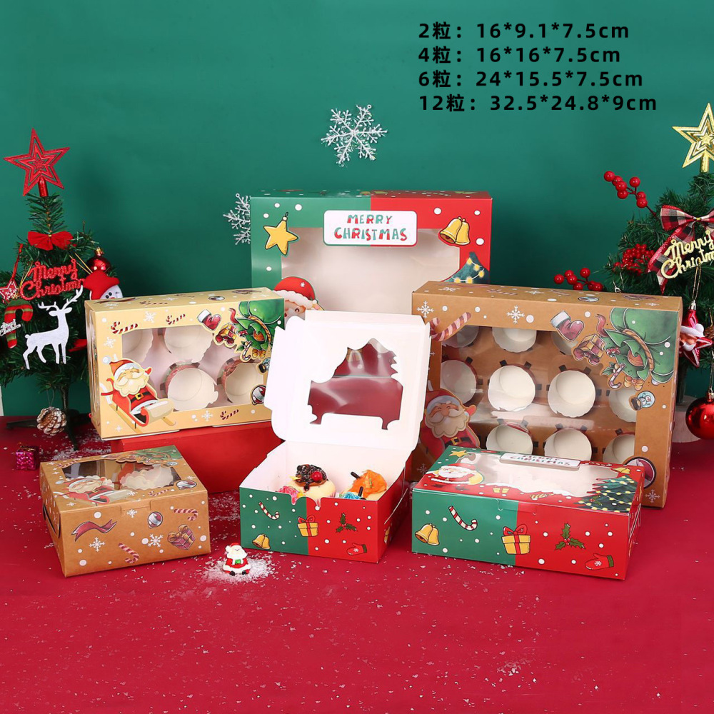 Christmas Cupcake Boxes Cupcake Containers Bakery Boxes with Window and Inserts to Fit Cupcake