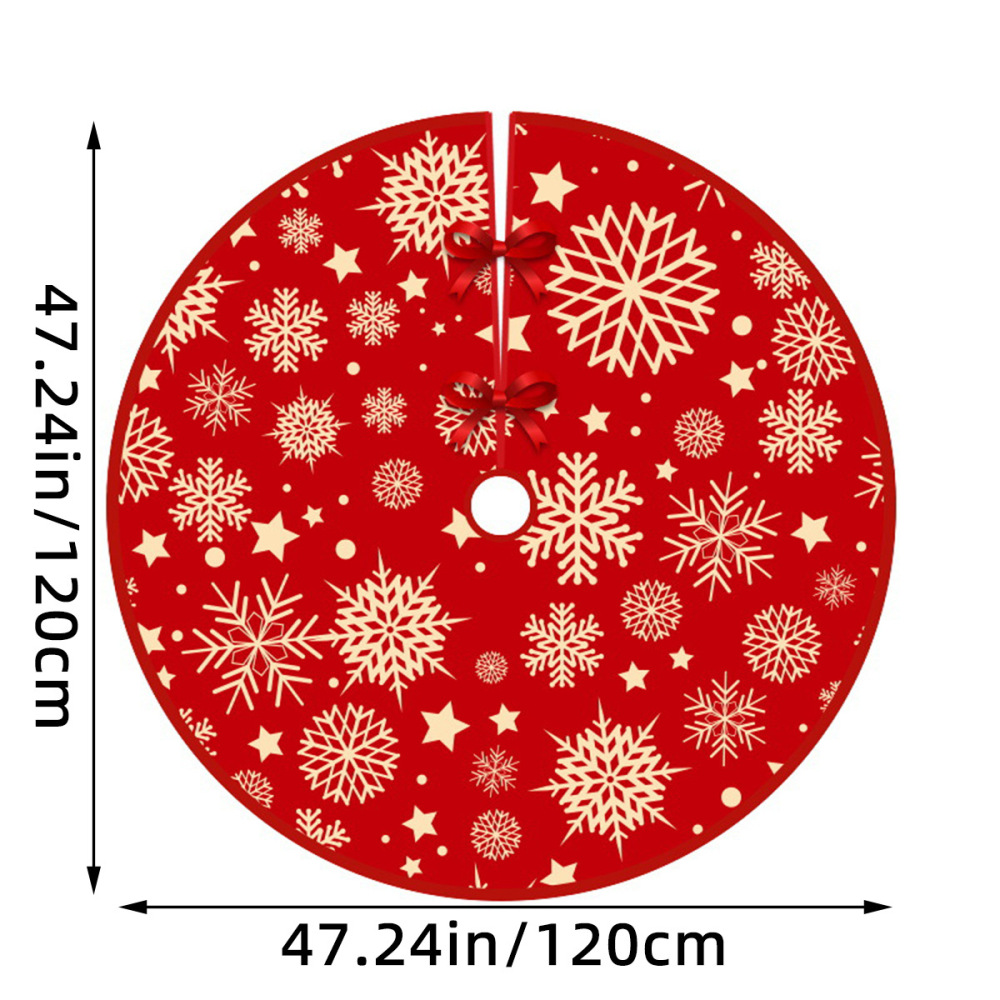 Red Christmas Tree Skirt Snowman Xmas Tree Skirt with Santa Claus Christmas Decorations