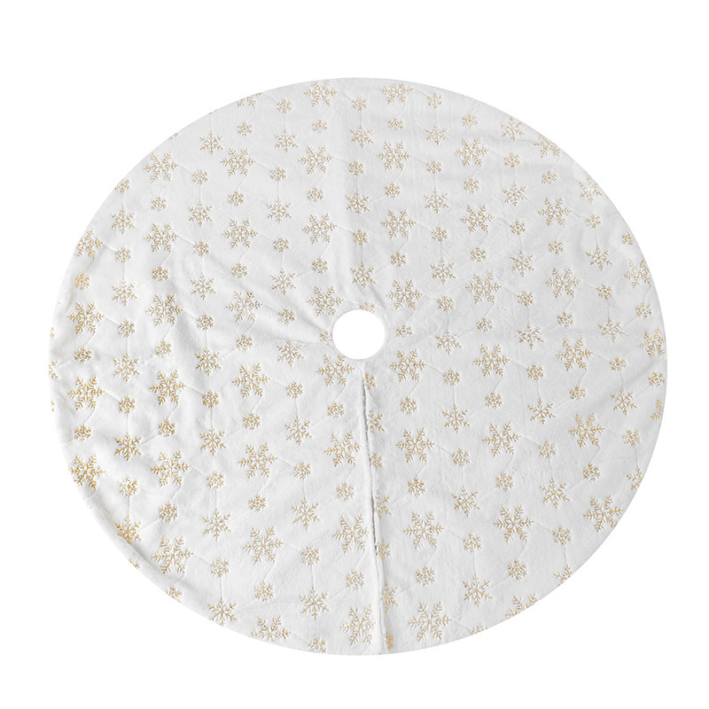 Christmas Tree Skirt Large White Silver Luxury Faux Fur Tree Skirt with Snowflakes