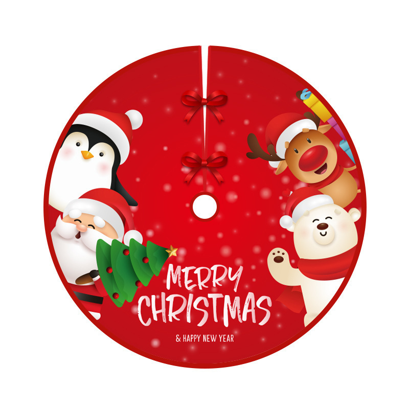 Red Christmas Tree Skirt Snowman Xmas Tree Skirt with Santa Claus Christmas Decorations