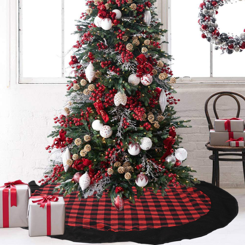 Black and Red Tree Skirt Plaid Tree Skirt Christmas Buffalo Check Tree Skirt Ornaments