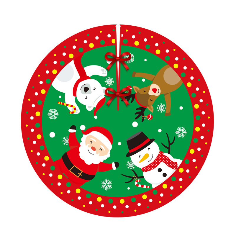 Red Christmas Tree Skirt Snowman Xmas Tree Skirt with Santa Claus Christmas Decorations