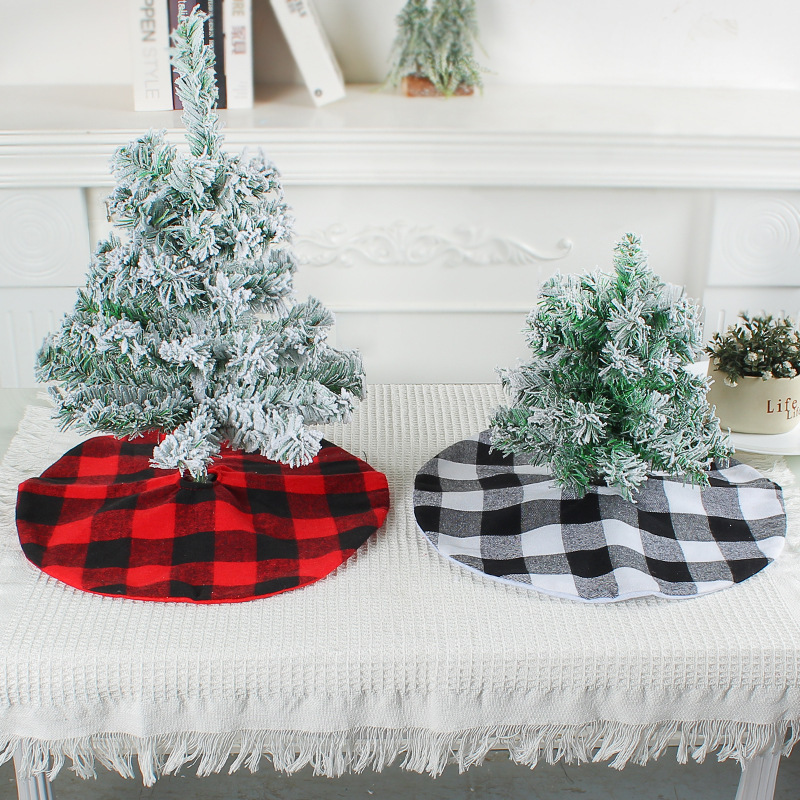 Mini Black and Red Tree Skirt Christmas Buffalo Check Tree Skirt Ornaments