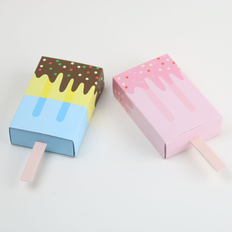 Gift Boxes Popsicle Shape Ice Cream Party Favor Box Mini Cartoon Candy Folding Paper for Decorations