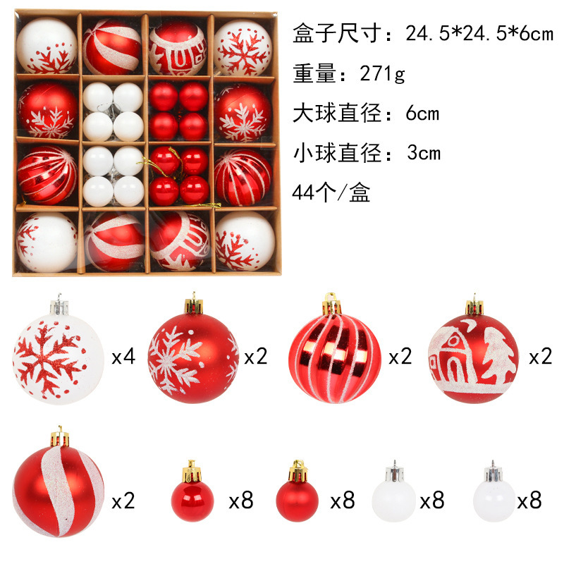 Christmas Ball Ornaments Tree Decorations Red and White Shatterproof Christmas Ornaments Set