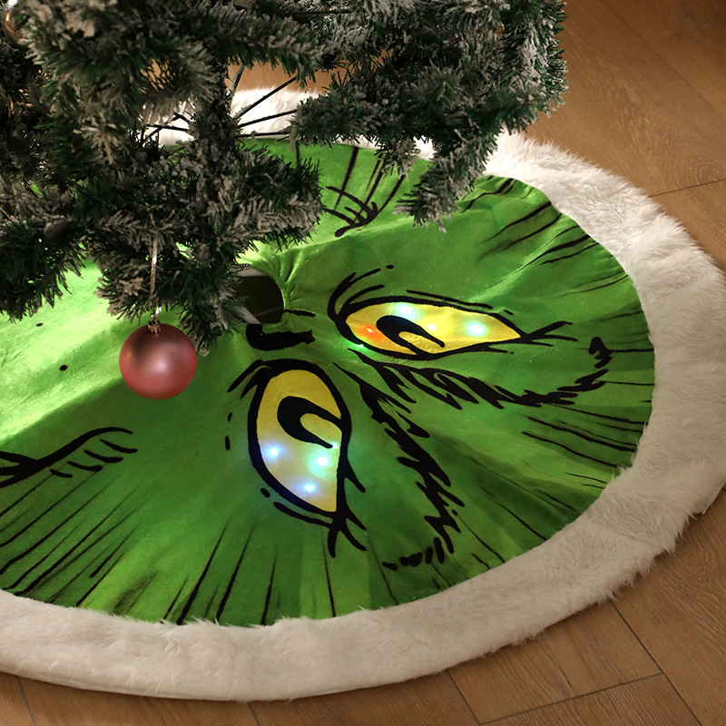 Christmas Glowing Grinch Tree Skirt Christmas decorations for Holiday Party Ornaments