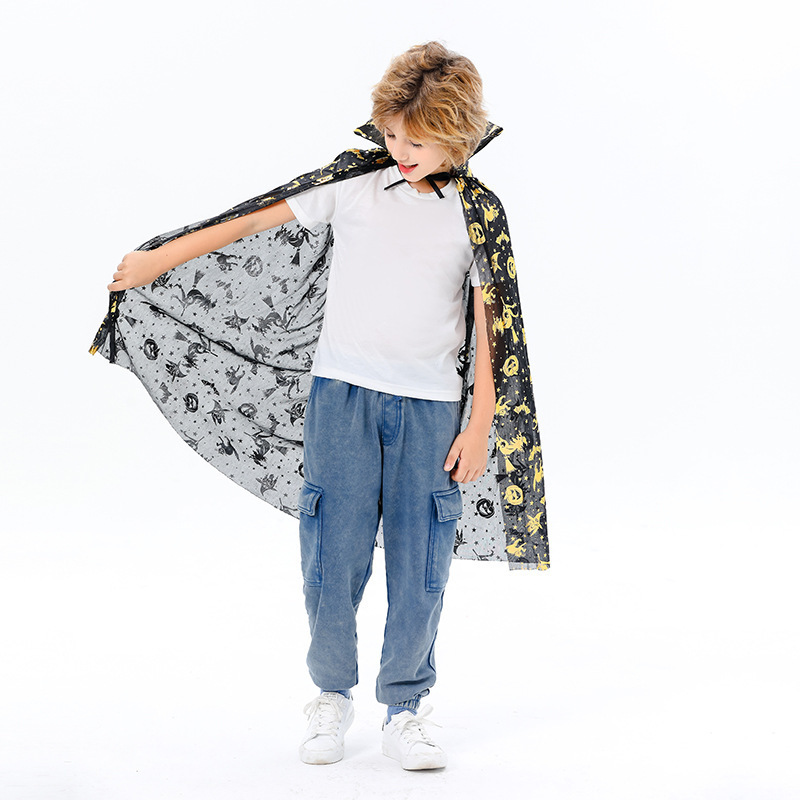 Kids Halloween Costumes Witch Cloak Witch Cape with Hat Children Cosplay Party Accessories