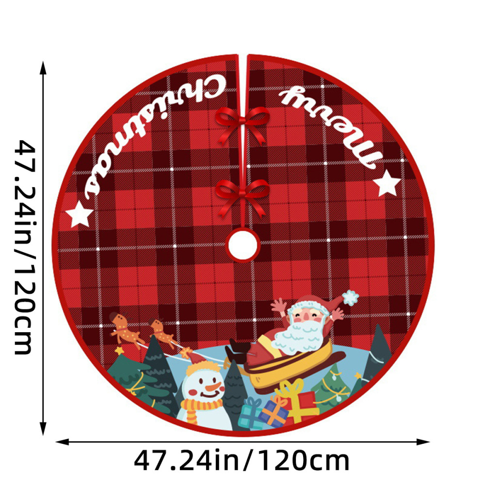 Red Christmas Tree Skirt Snowman Xmas Tree Skirt with Santa Claus Christmas Decorations