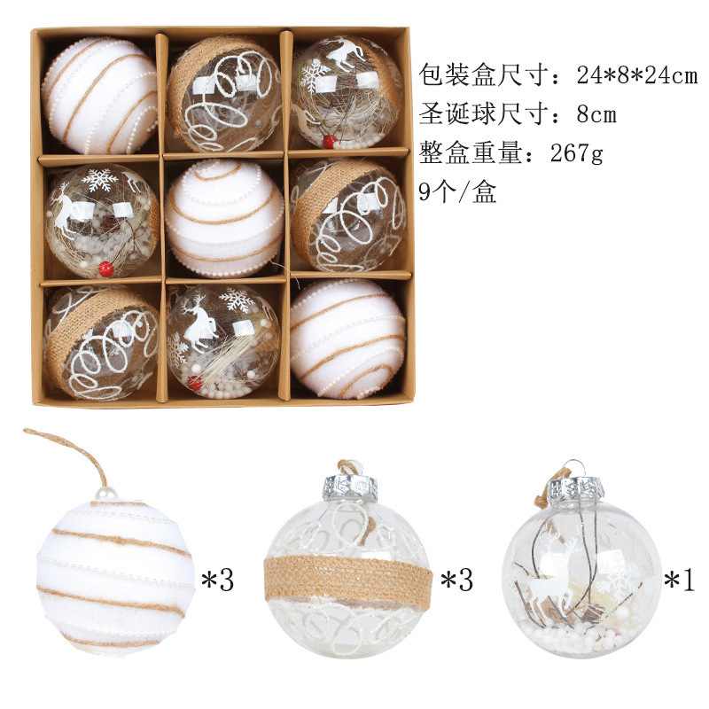 Christmas Ball Ornaments Clear Shatterproof Decorative Baubles Set Hanging Balls for Xmas Holiday Party Home Decor