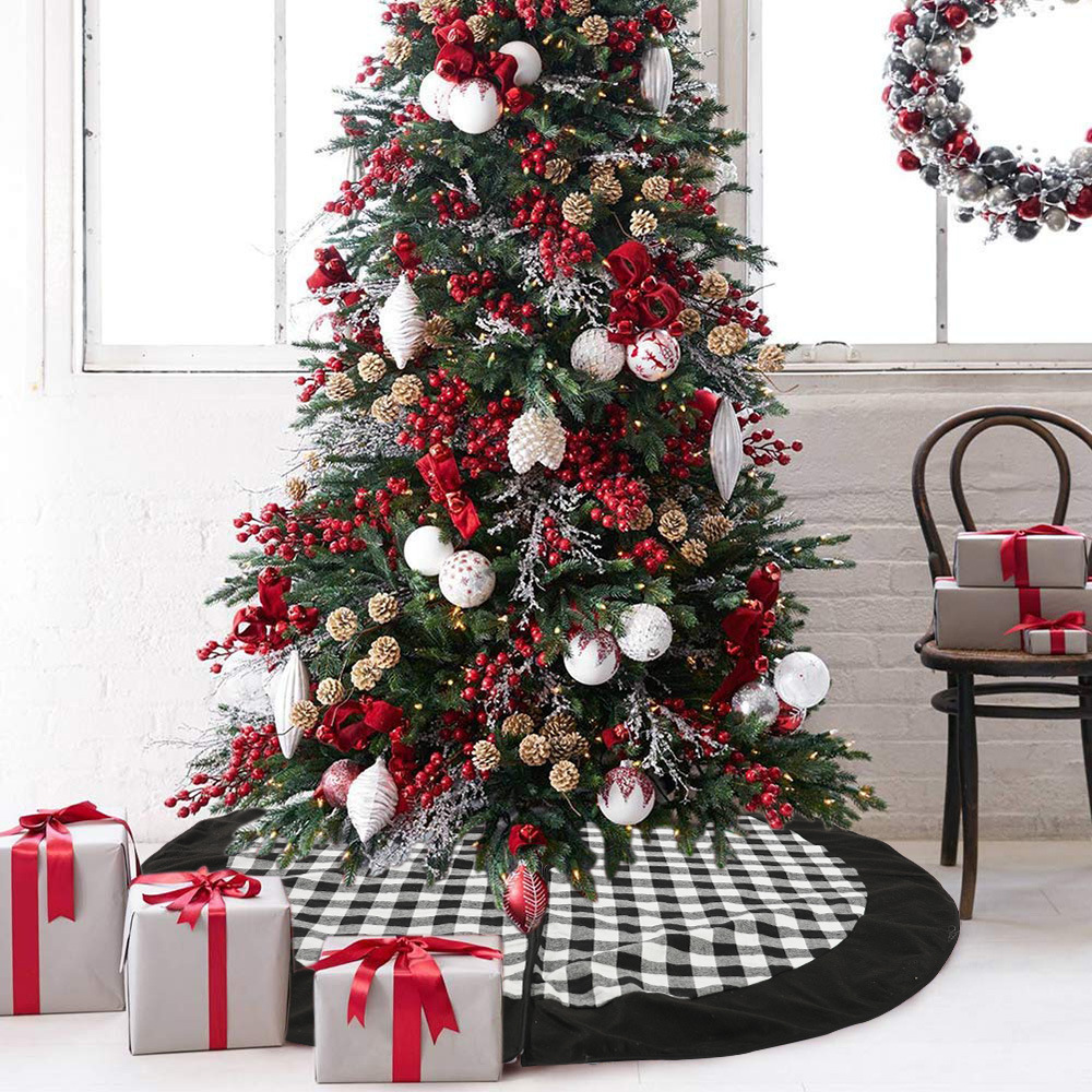 Black and Red Tree Skirt Plaid Tree Skirt Christmas Buffalo Check Tree Skirt Ornaments