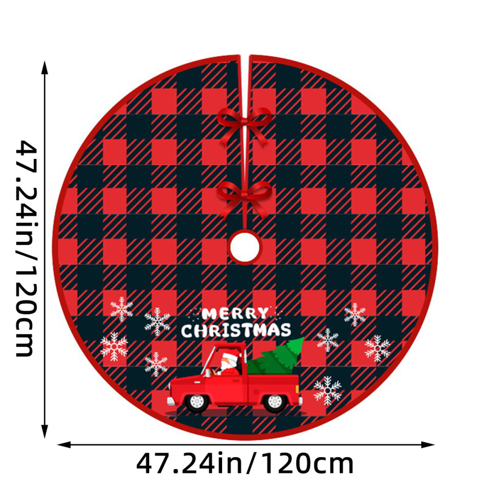 Red Christmas Tree Skirt Snowman Xmas Tree Skirt with Santa Claus Christmas Decorations