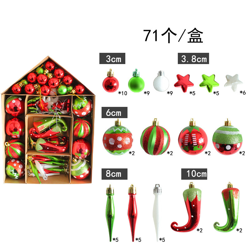 Christmas Balls Plastic Ornaments Shatterproof Tree Pedants Accessories Seasonal with Hand-Help Gift Boxes