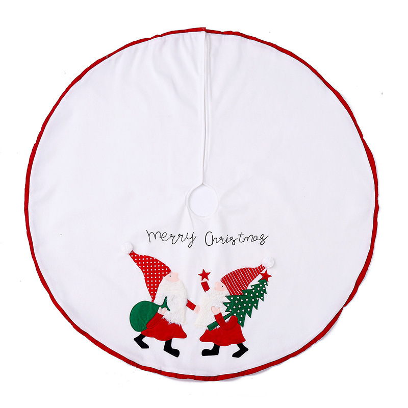 Christmas Tree Skirt Design Santa Pattern Christmas Tree Skirt with Plaid Edges for Xmas Holiday Decorations