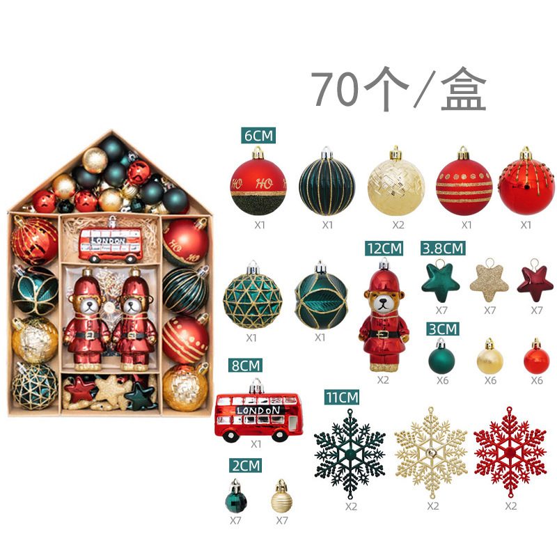 Christmas Balls Plastic Ornaments Shatterproof Tree Pedants Accessories Seasonal with Hand-Help Gift Boxes