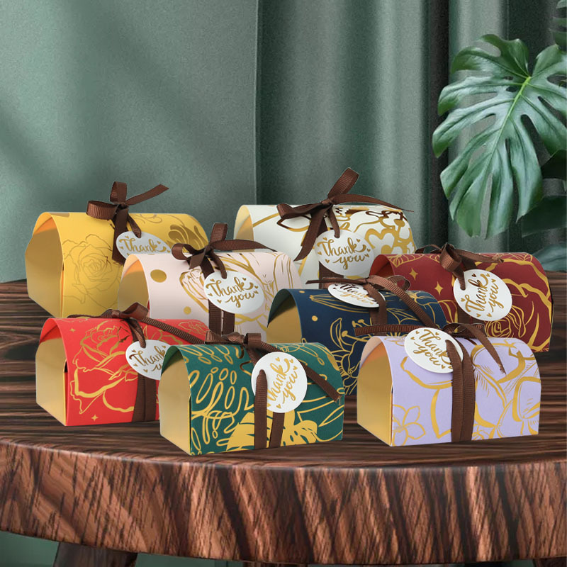 Candy Boxes Gold Ribbon Wedding Favor Boxes Candy Bag Cake Box