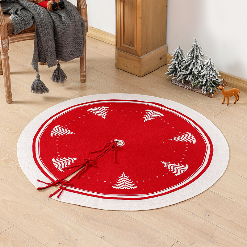 Christmas Tree Skirt Knit Knitted Thick Rustic Xmas Holiday Decoration