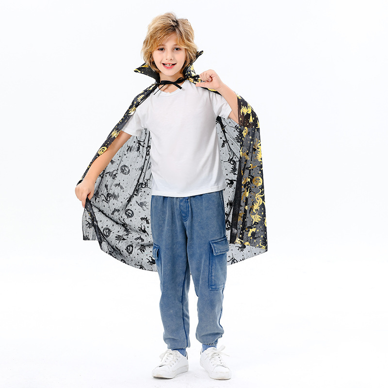 Kids Halloween Costumes Witch Cloak Witch Cape with Hat Children Cosplay Party Accessories