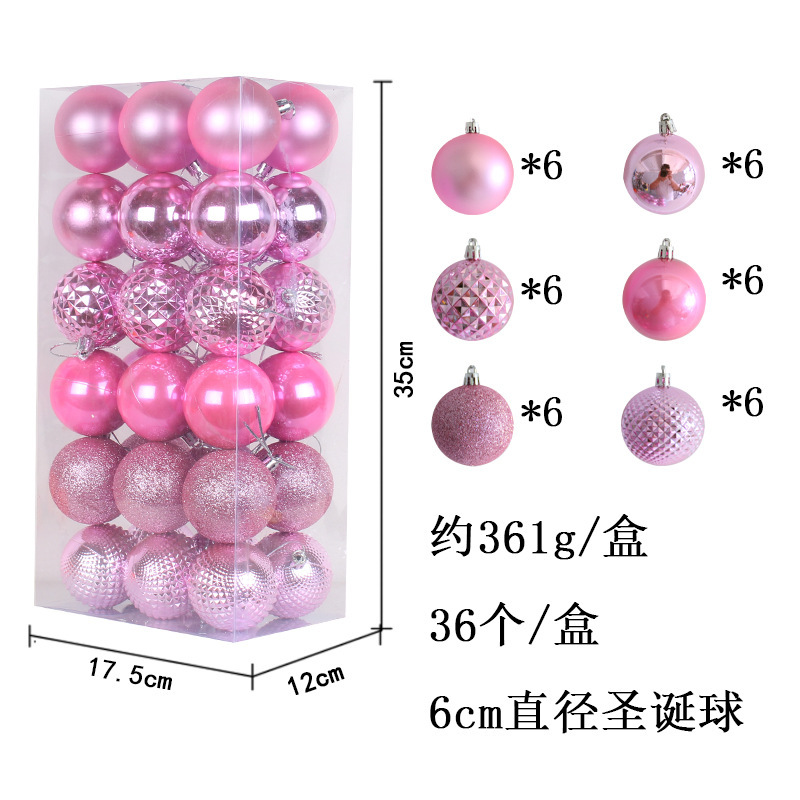Pink Christmas Ball Ornaments Set Shatterproof Christmas Hanging Decoration Set with Gift Box