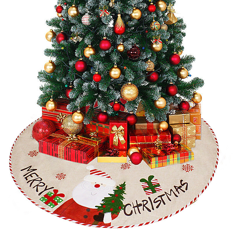 Christmas Tree Skirt Red Black Buffalo Plaid Tree Skirt with Snowflake Santa Claus Xmas Ornaments
