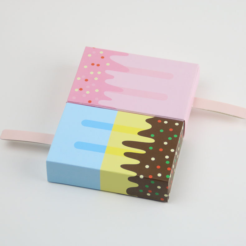 Gift Boxes Popsicle Shape Ice Cream Party Favor Box Mini Cartoon Candy Folding Paper for Decorations