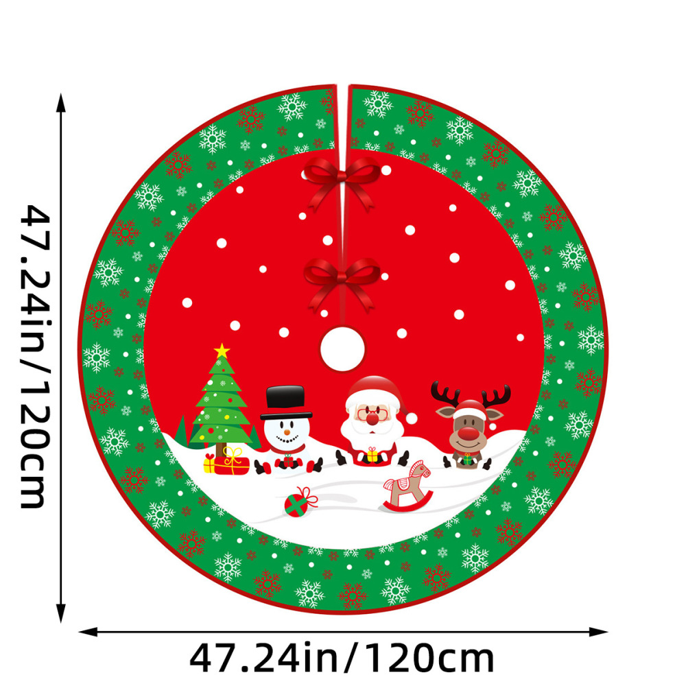 Red Christmas Tree Skirt Snowman Xmas Tree Skirt with Santa Claus Christmas Decorations