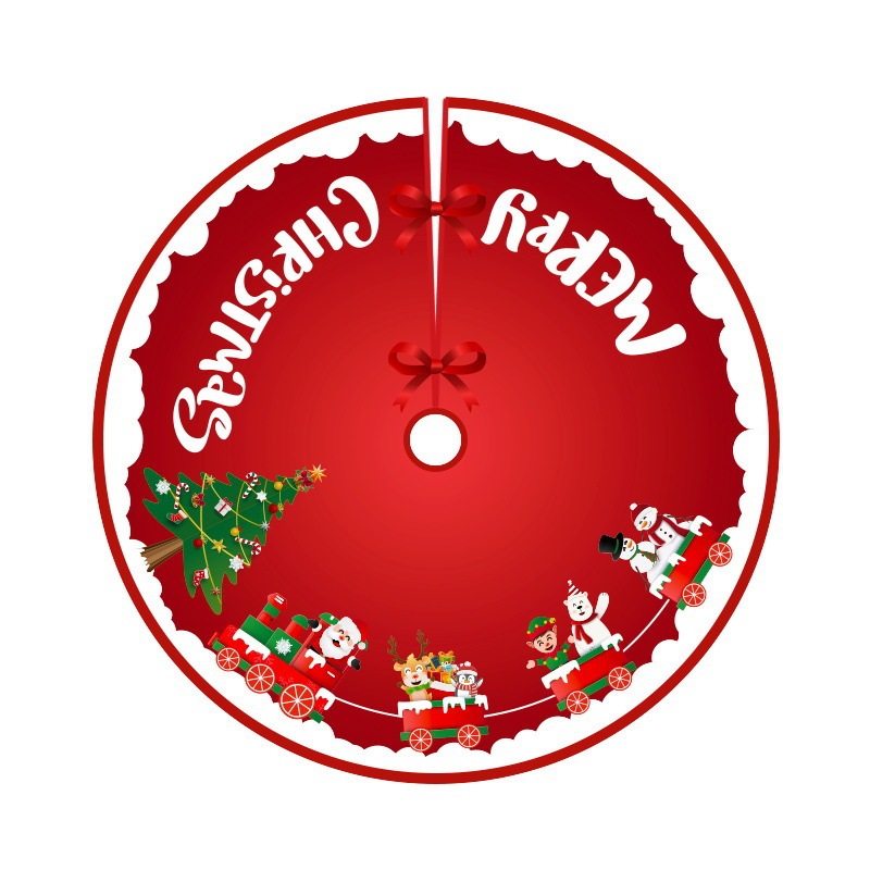 Red Christmas Tree Skirt Snowman Xmas Tree Skirt with Santa Claus Christmas Decorations