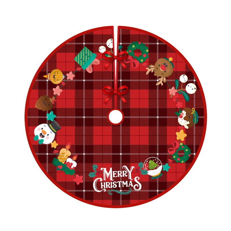 Red Christmas Tree Skirt Snowman Xmas Tree Skirt with Santa Claus Christmas Decorations
