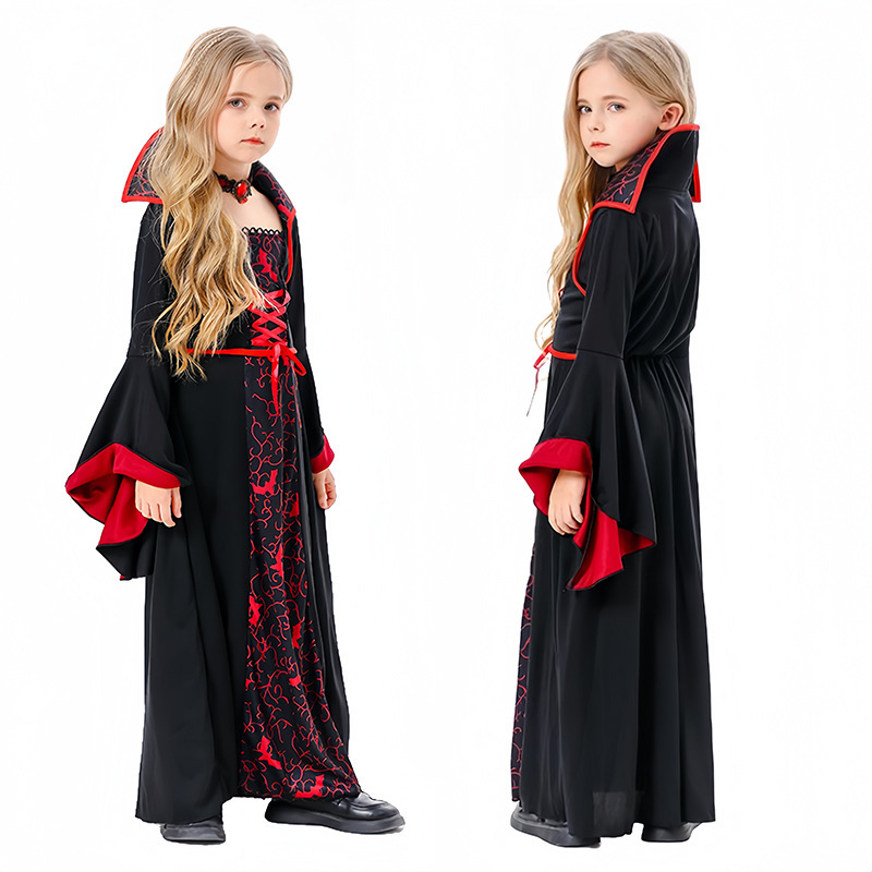 Creations Halloween Girls Vampire Costume Red Dark Vampire Dress for Girls Halloween Dress up