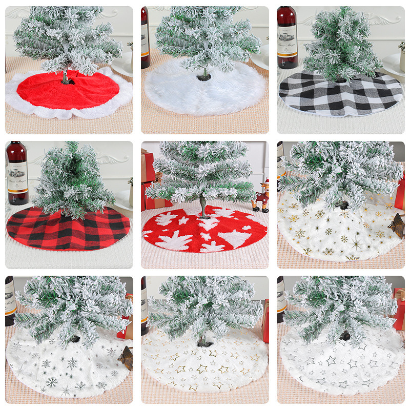 Christmas Tree Skirt Fur Tree Skirt with Snowflakes Super Soft Thick Plush Tree Skirt