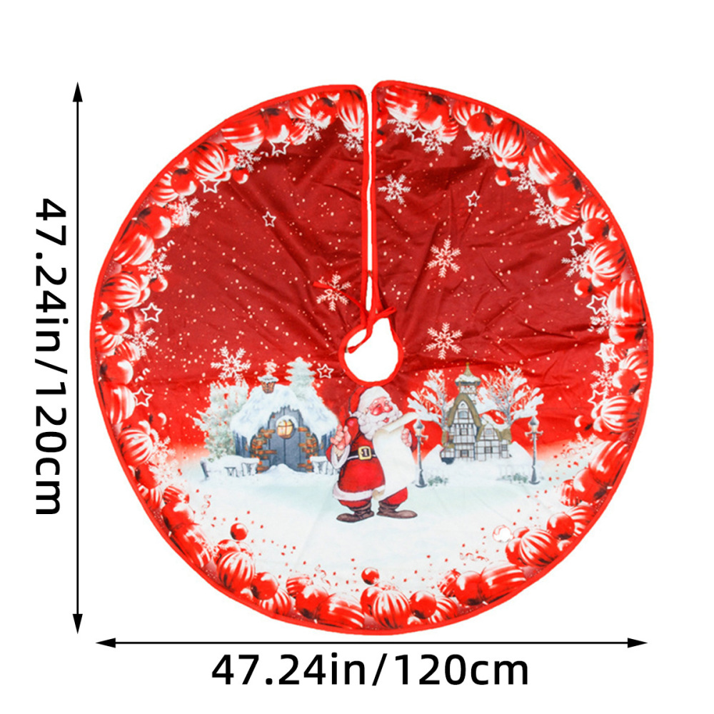 Red Christmas Tree Skirt Snowman Xmas Tree Skirt with Santa Claus Christmas Decorations