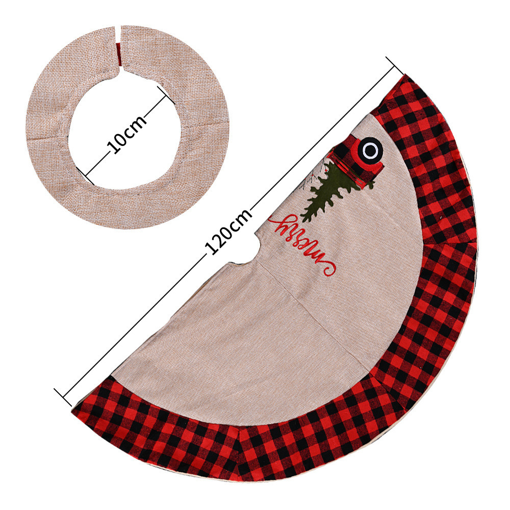 Christmas Tree Skirt Rustic Burlap Tree Skirt with Red Truck and Letter Printed Christmas Tree Mat