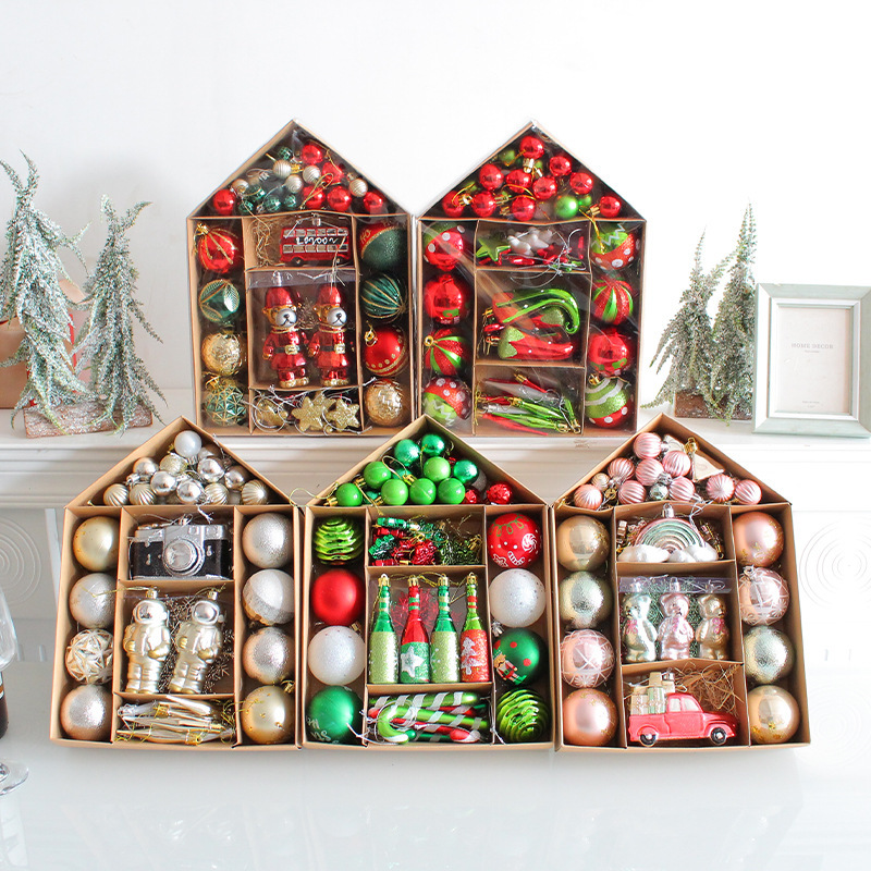 Christmas Balls Plastic Ornaments Shatterproof Tree Pedants Accessories Seasonal with Hand-Help Gift Boxes