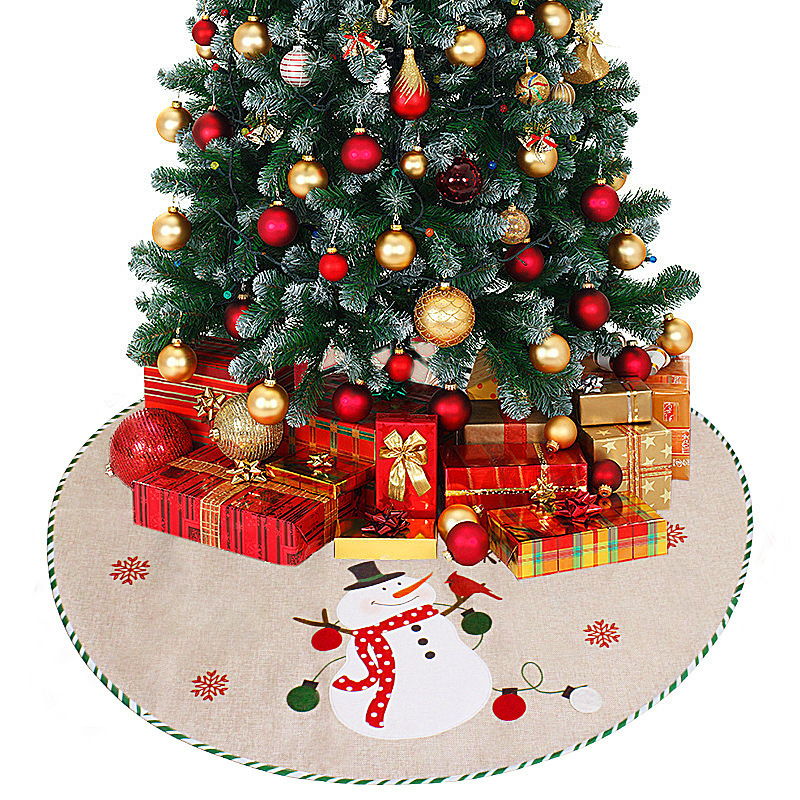 Christmas Tree Skirt Red Black Buffalo Plaid Tree Skirt with Snowflake Santa Claus Xmas Ornaments