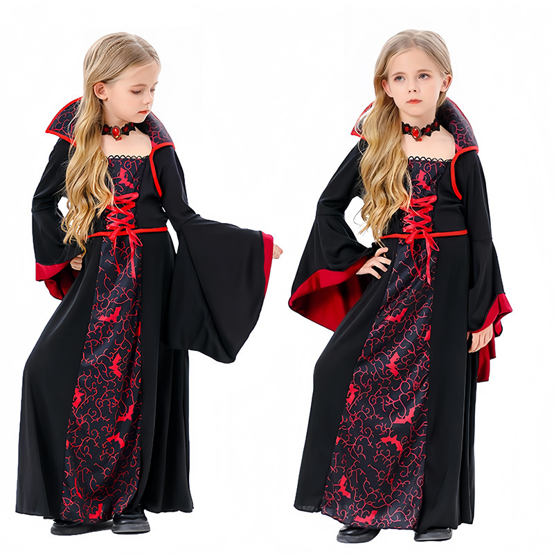 Creations Halloween Girls Vampire Costume Red Dark Vampire Dress for Girls Halloween Dress up