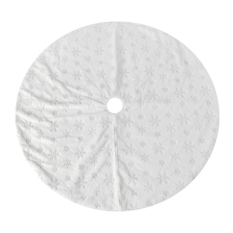 Christmas Tree Skirt Large White Silver Luxury Faux Fur Tree Skirt with Snowflakes