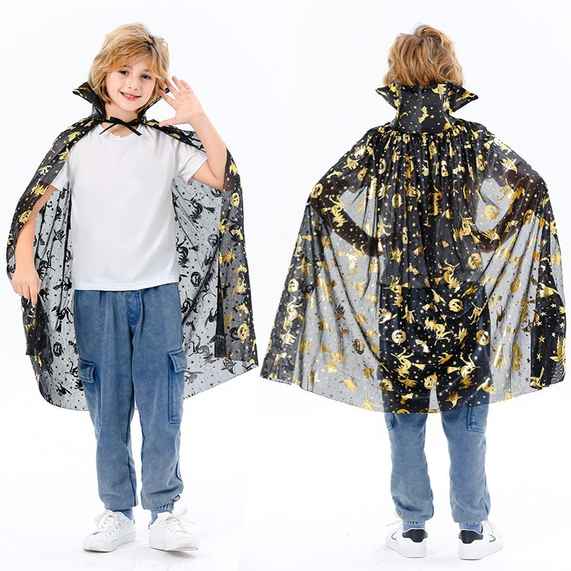 Kids Halloween Costumes Witch Cloak Witch Cape with Hat Children Cosplay Party Accessories