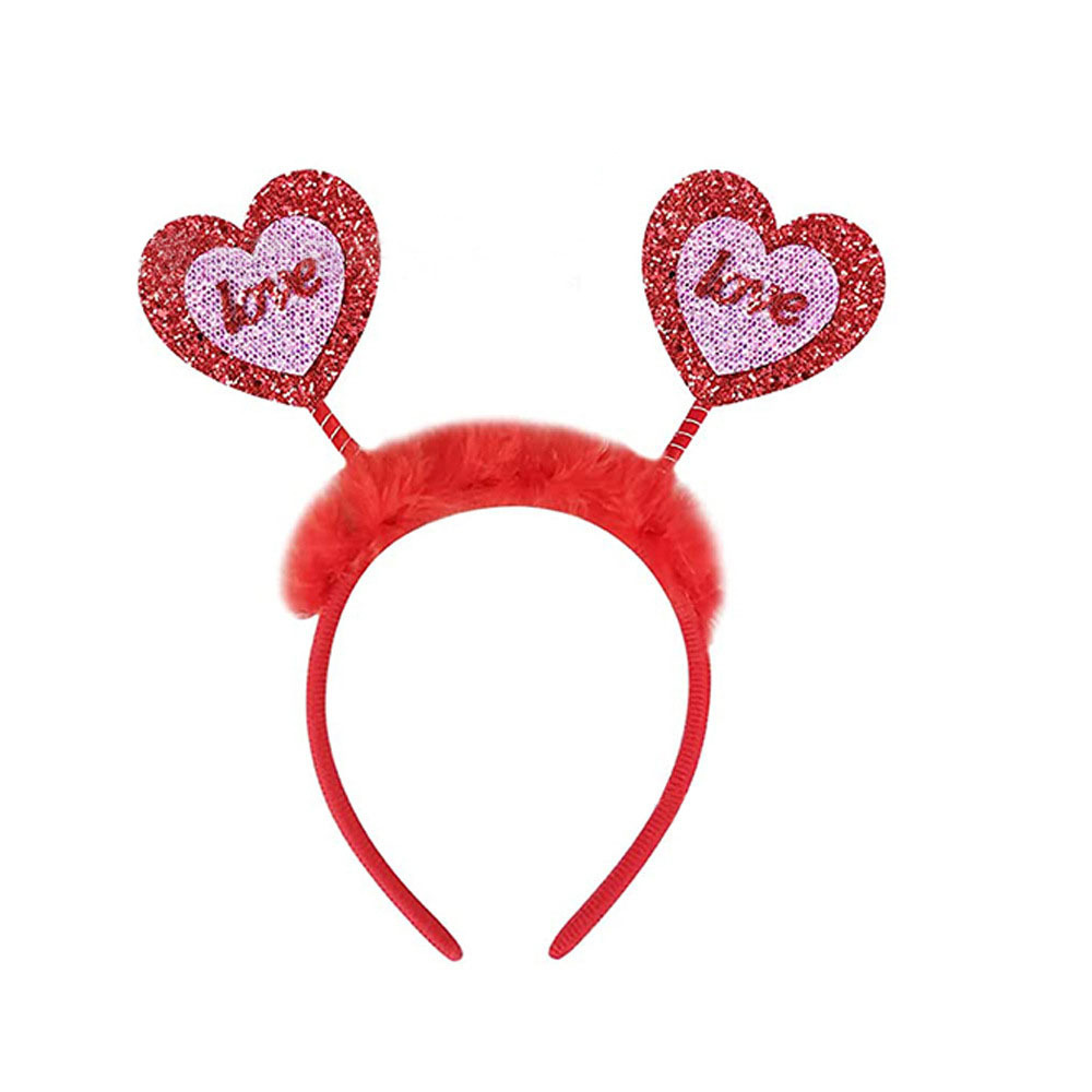 Valentine's Day Party Decoration Headband Red Love Head Buckle Cute Lips Love Sequin Headband Headpiece