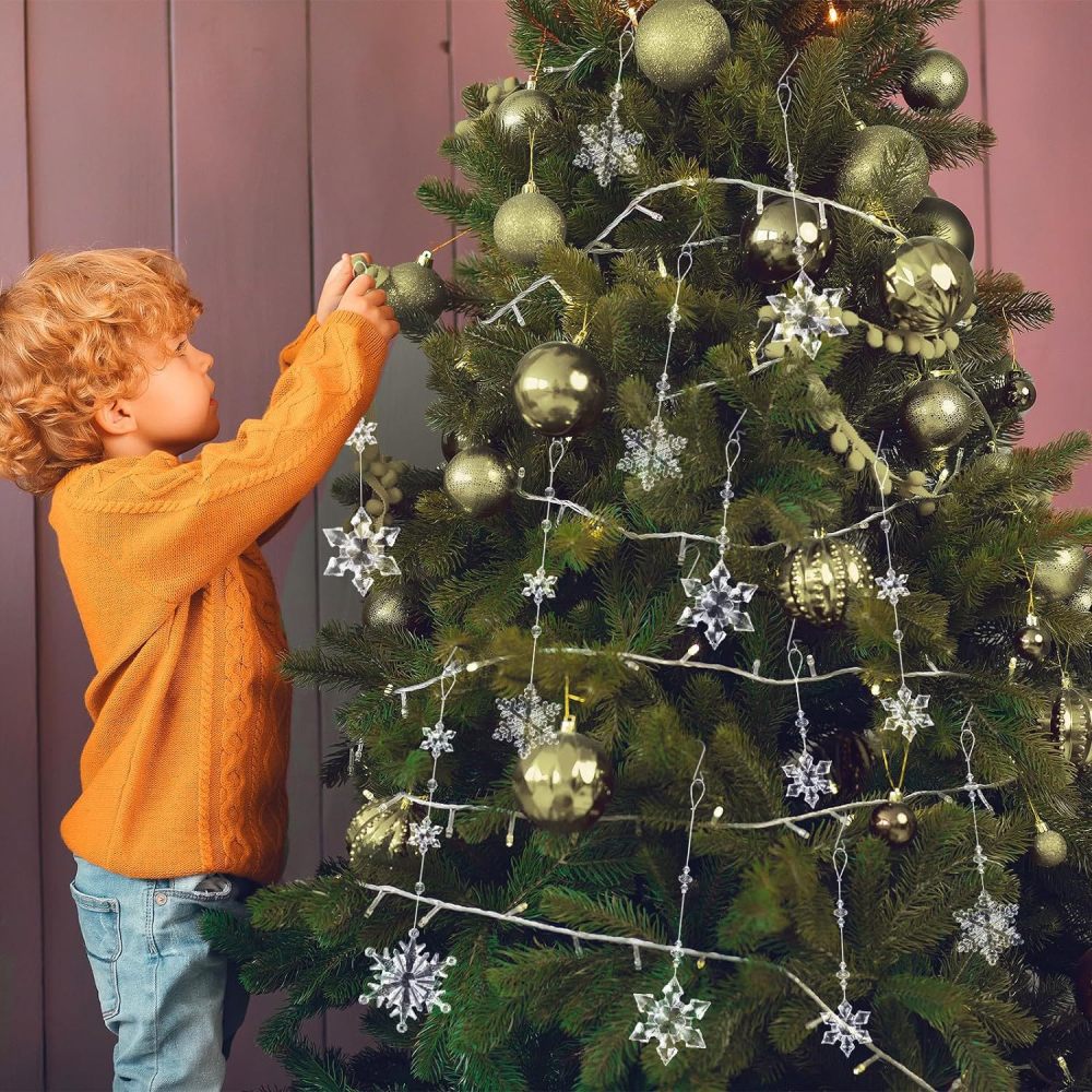 12-Piece Christmas Tree Acrylic Snowflake Ornament Party Decoration Transparent Snowflake Hanging Christmas Pendant