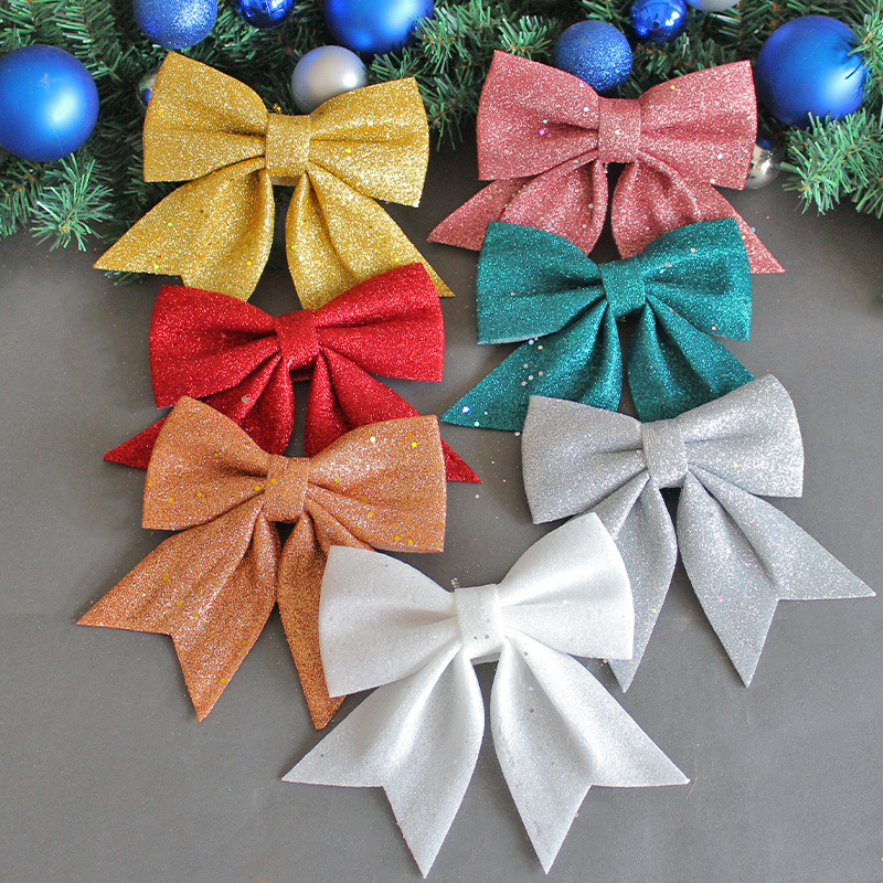 Glitter shiny Bow Silver Sparkling Christmas Bow Decoration Indoor Decoration